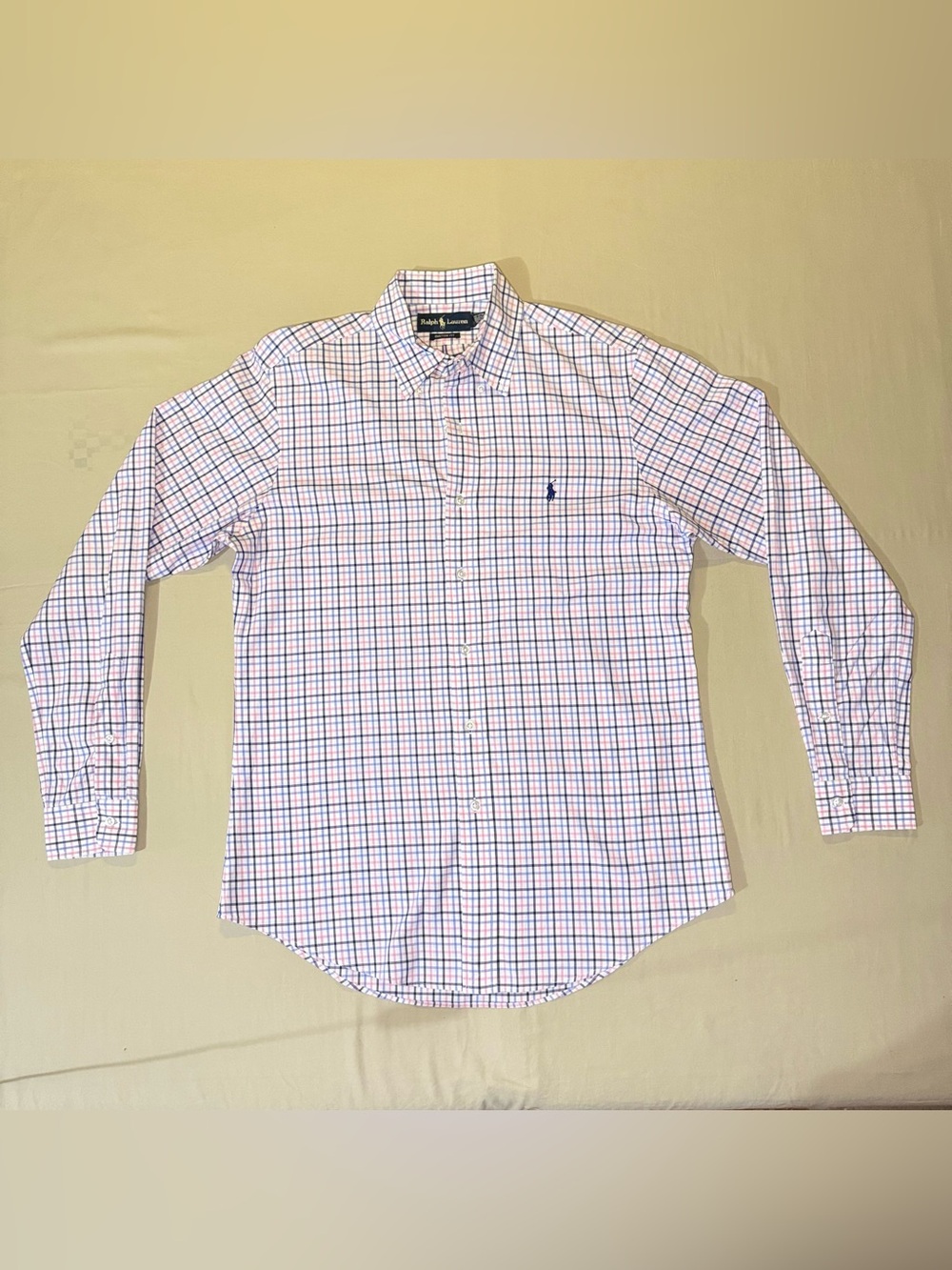 Ralph Lauren Men's Pink & Blue Check Button-Down Shirt Size M
